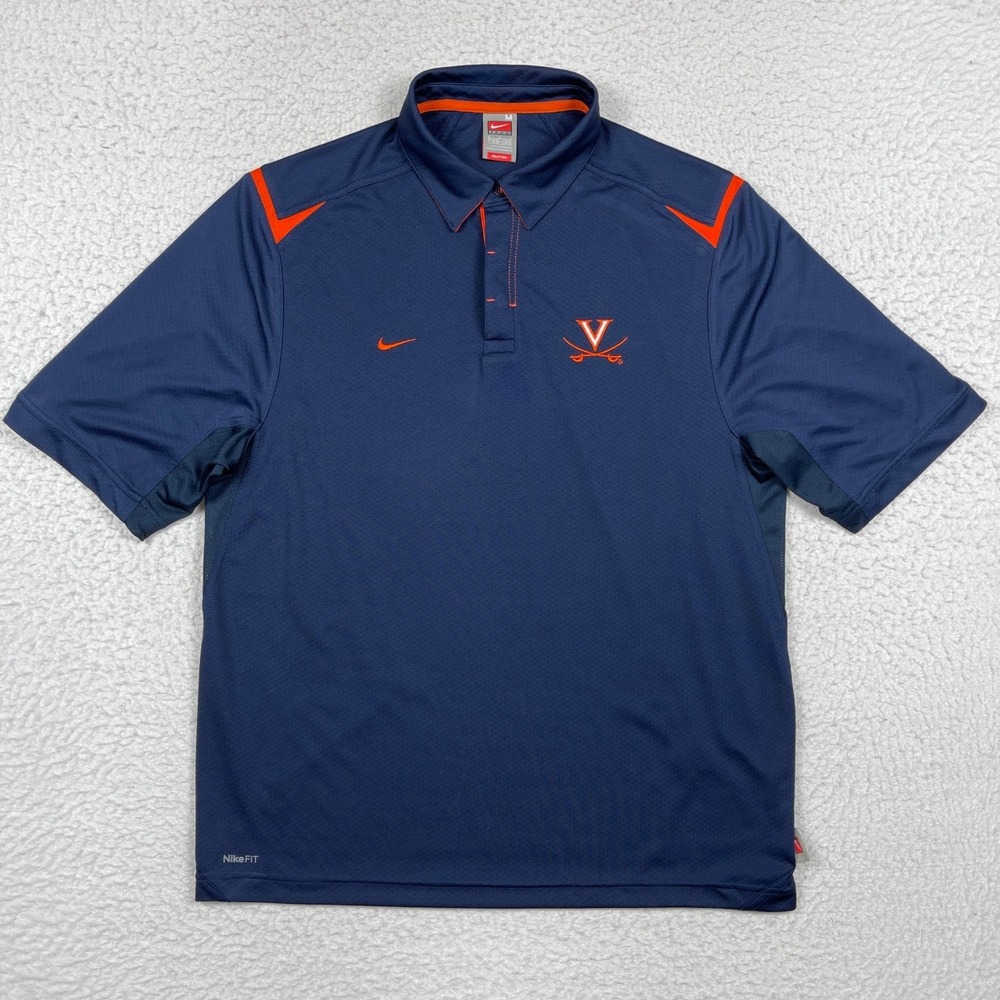 Virginia Cavaliers Polo Shirt Mens Medium Navy Blue Nike UVA Hoo Sporty NCAA